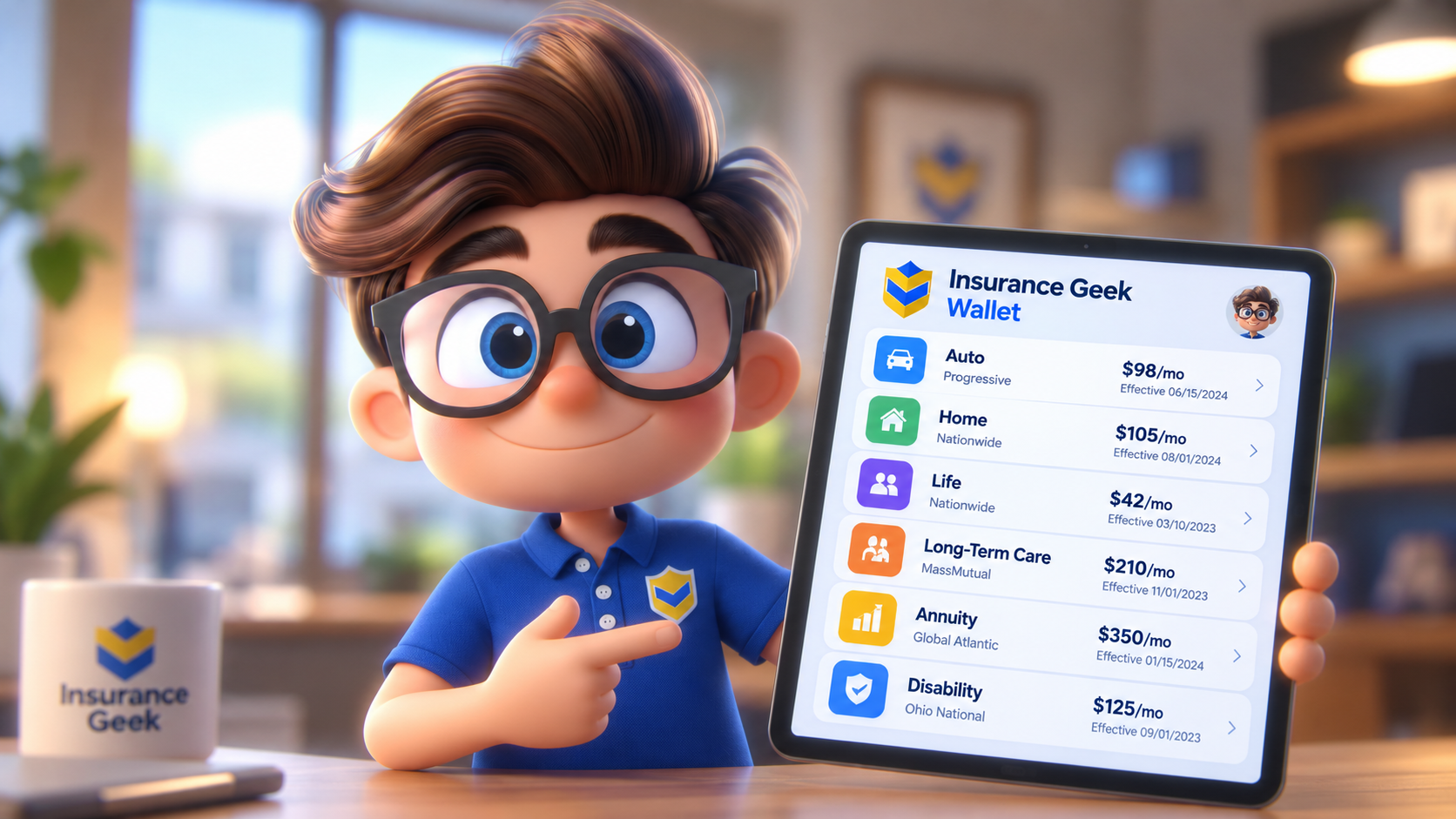Insurance Geek Wallet - Auto, Home, Life policies